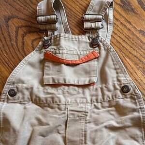 Sprockets Kids Tan Overalls with Orange Accent